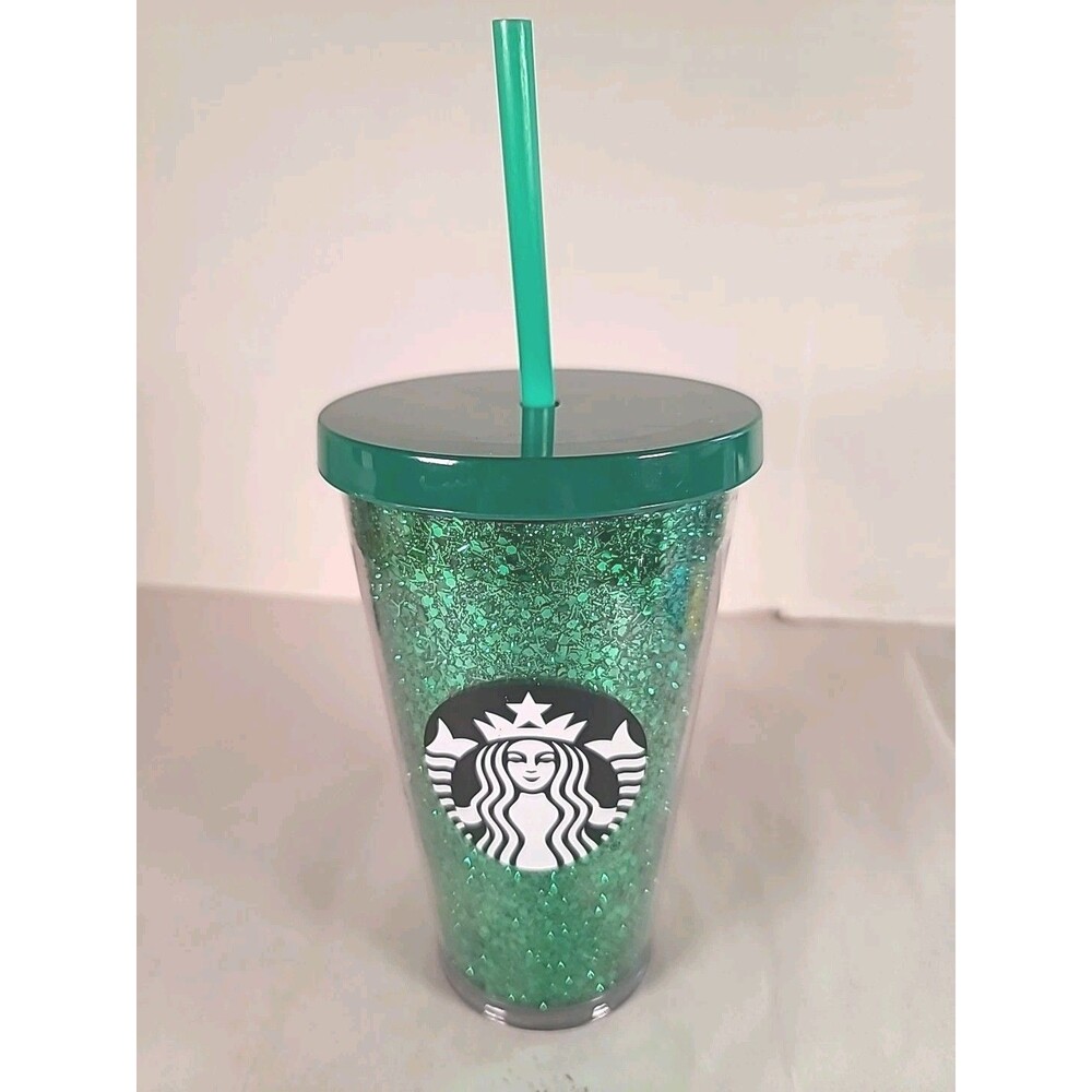 2019 Starbucks Tumbler 16oz Spring Green Glitter Plastic